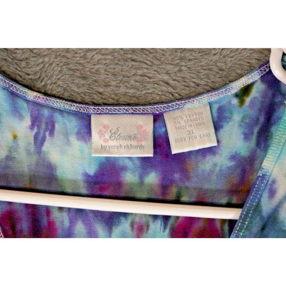 Etienne Racerback Tank XL Rainbow Burst Tie‑Dye Artisan Hand Dyed Cotton Blend - Picture 4 of 7